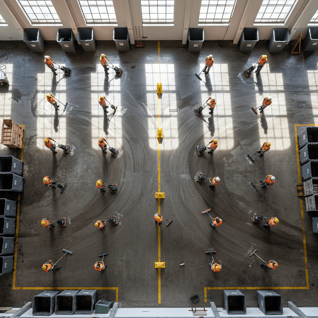 Deep cleaned industrial warehouse interior